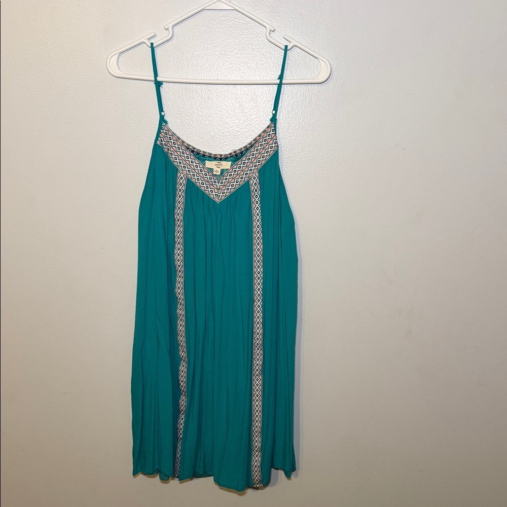 Entro Teal Dress with Geometric Trim